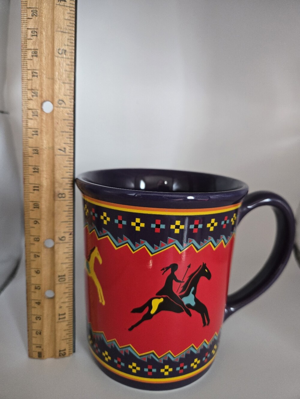 Pendleton Mills Celebrate The Horse Red Southwestern Horse Pattern Ceramic Mug - Picture 2 of 10